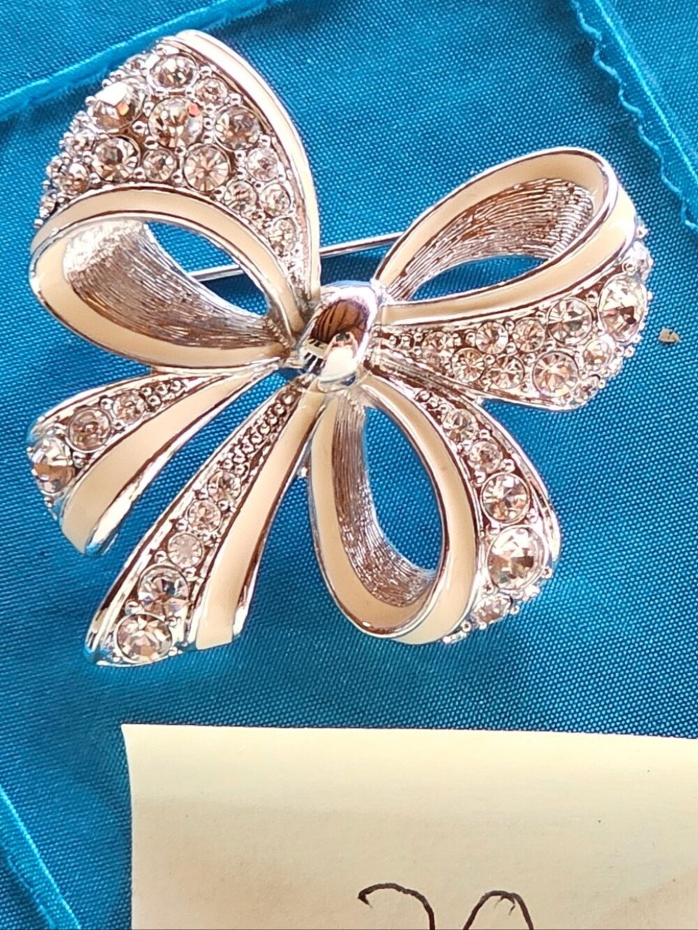 Vintage Nolan Miller Rhinestone Bow Brooch Pin